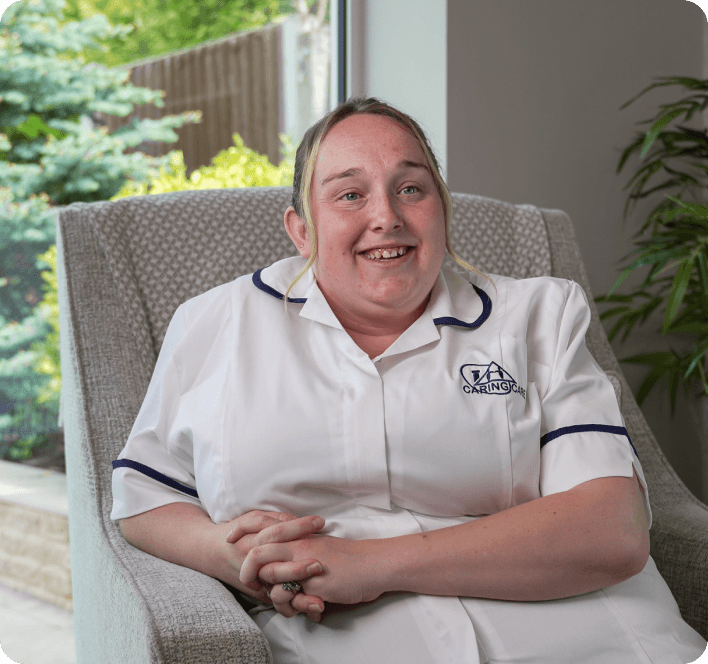 Caring Care carer supporting a client at home in Aldridge